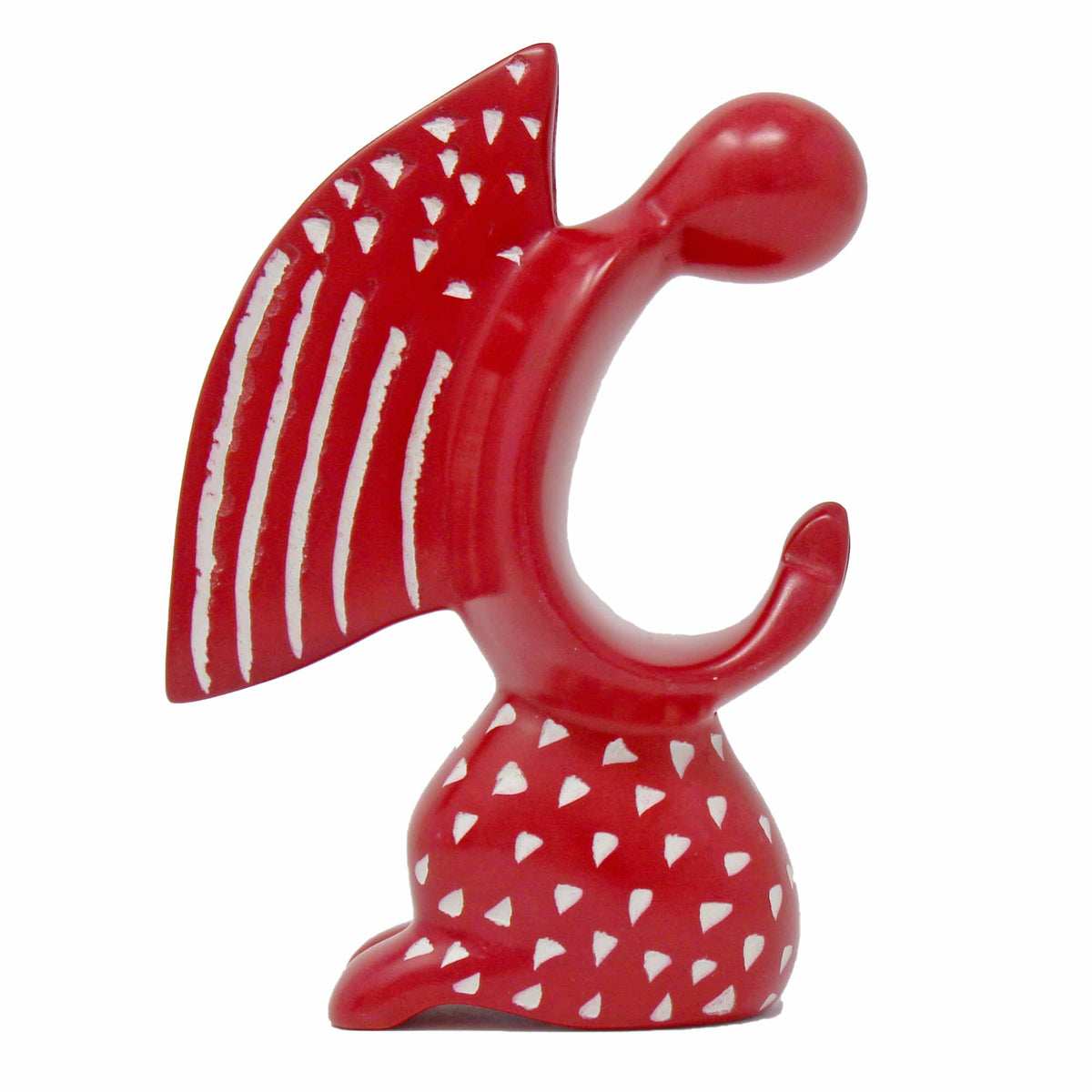Praying Angel Soapstone Sculpture - Red Finish - Mayra and Company