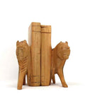Carved Wood Lion Book Set of 2
