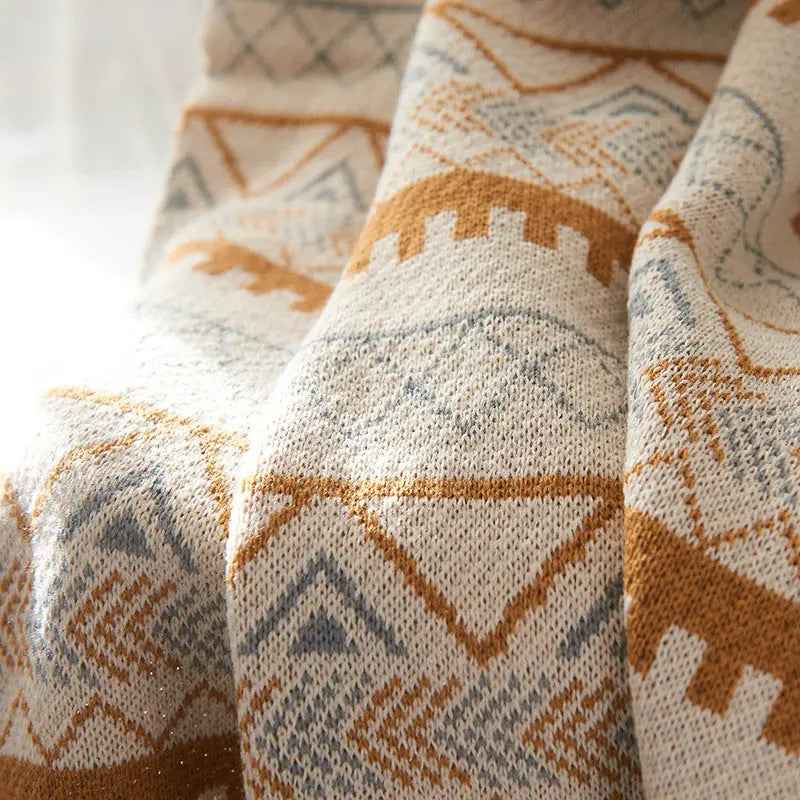 Simple Knitted Wool Shawl Blanket
