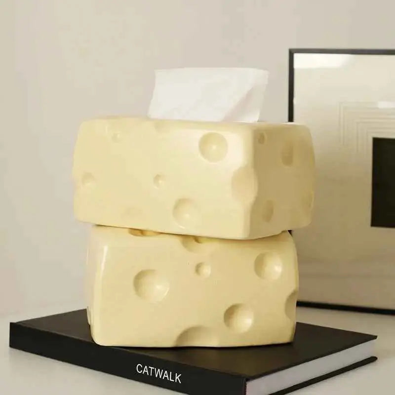 Cute Tissue Boxes Ceramic Cheese Shape  Storage Box