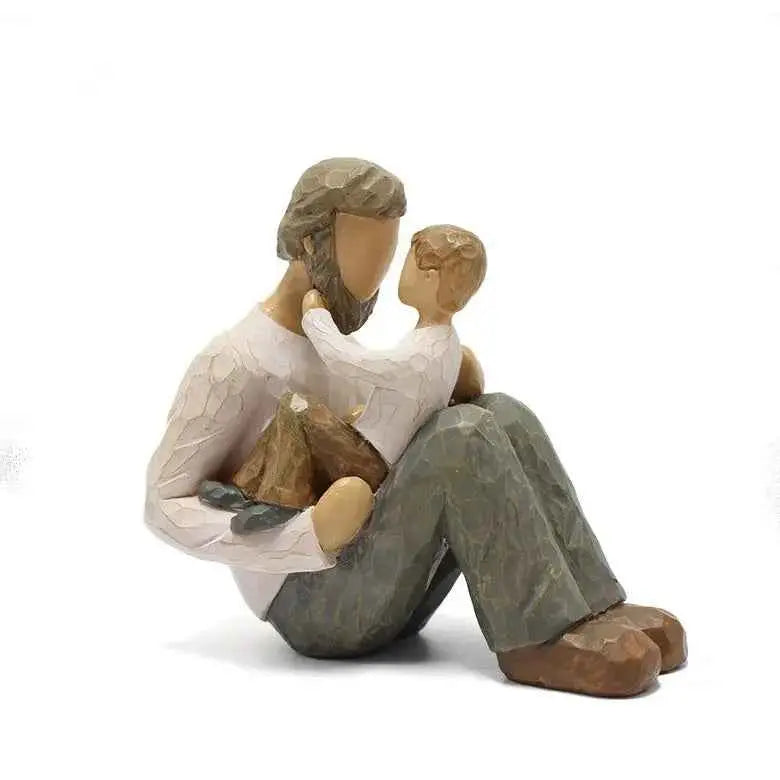 Father and Son Statue Decoration Creative Home Desktop Decoration Resin