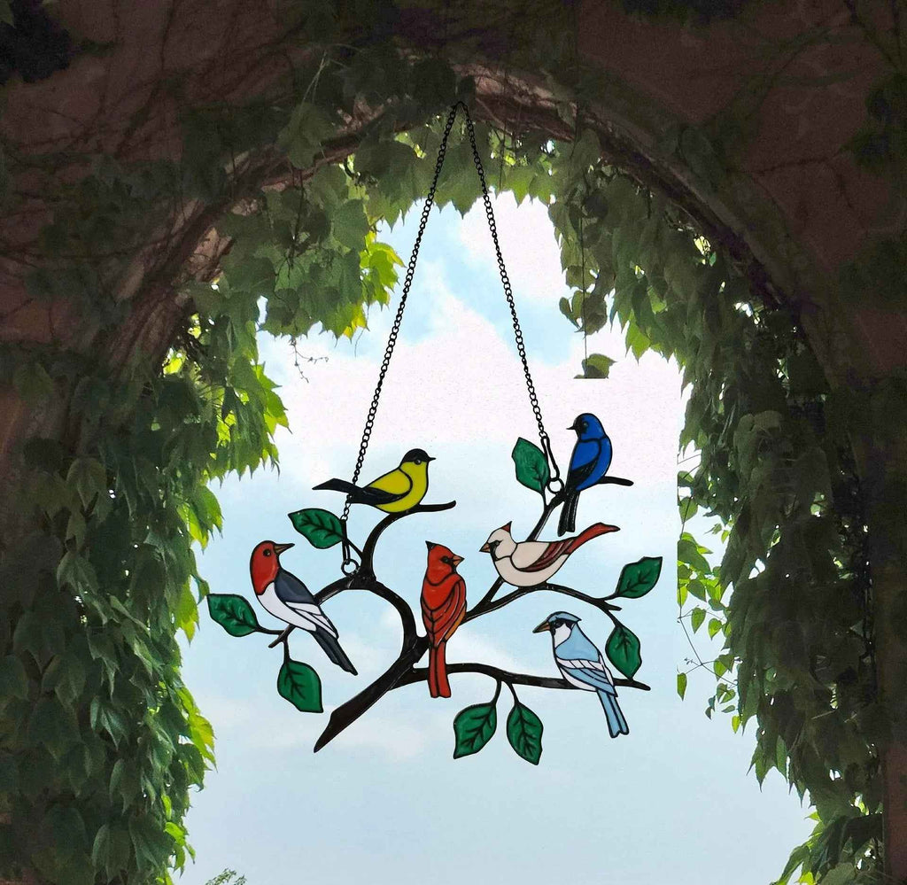 New Window Alloy Drop Glue Bird Pendant Six Bird Garden Decorations