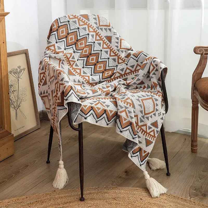 Simple Knitted Wool Shawl Blanket