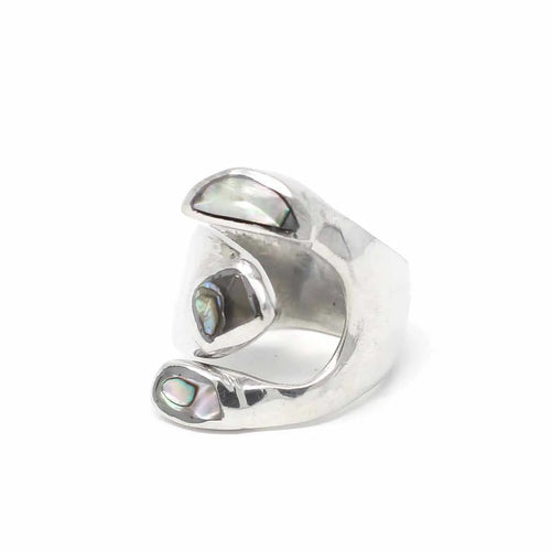 Alpaca Silver Wrap Ring, Abalone - Size 8 Artisana