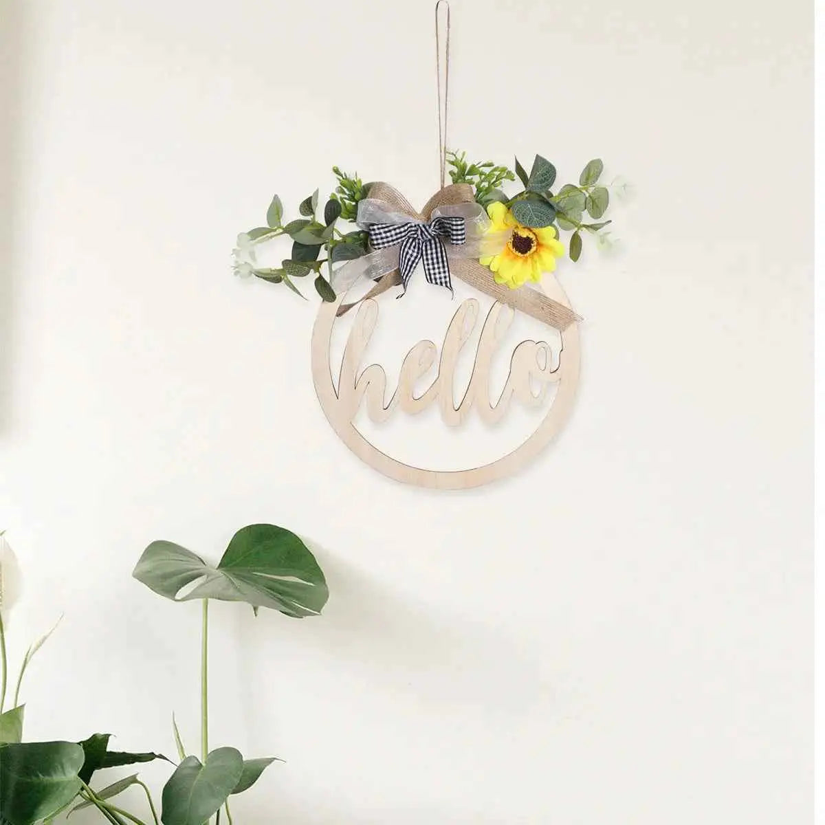 Living Room Bedroom Background Wall Decoration Pendant Layout Room Wall Hanging Plant Wrought Iron Wall Decoration Wood Panel Door