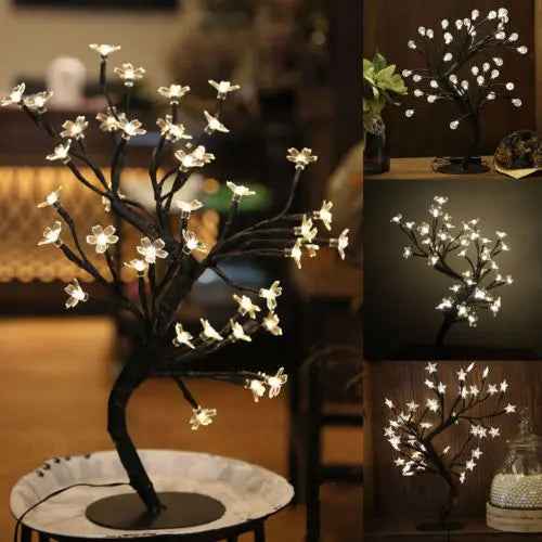 LED Cherry Blossom Crystal Bonsai Stars  Tree Light Branches Home Decor