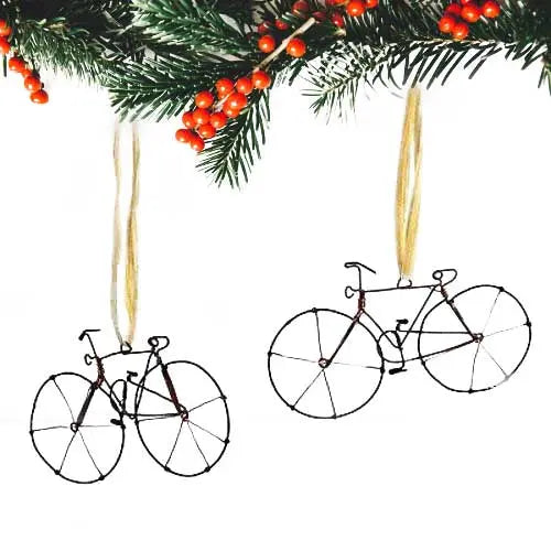 Recycled Wire Bicycle Ornament, Set of 2 Creative Alternatives