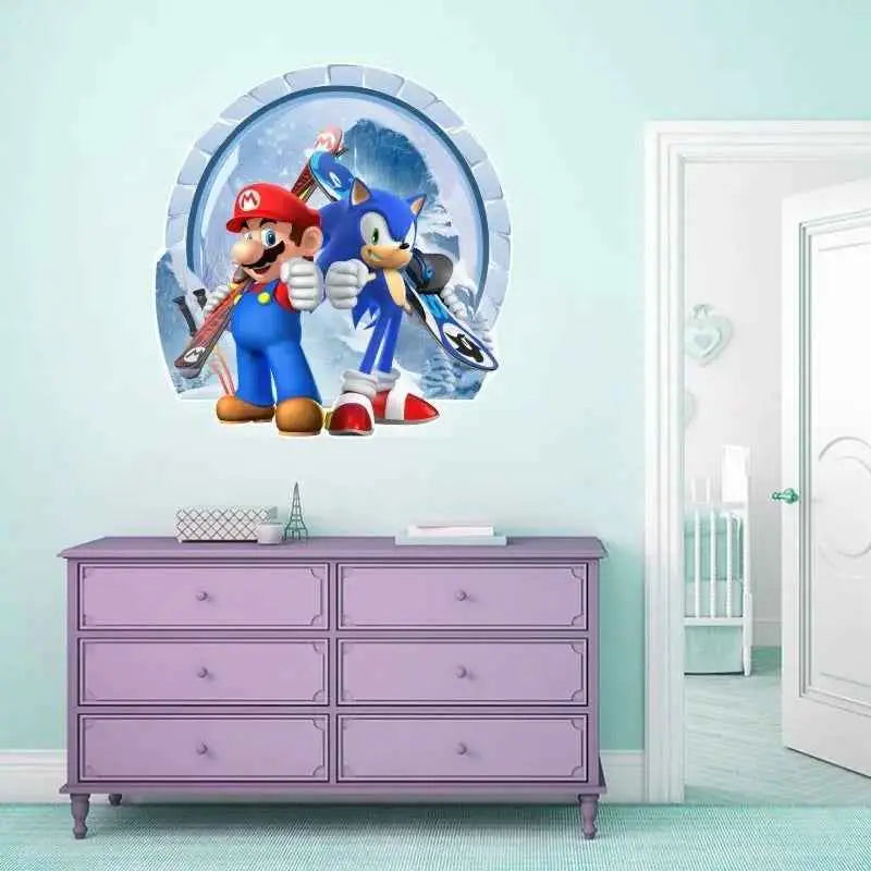 Sonic Mario cartoon stickers self-adhesive creative decoration.