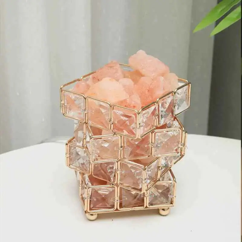 USB Crystal Table Lamp Three Color Cube Bedroom Bedside Night Light For Home Room