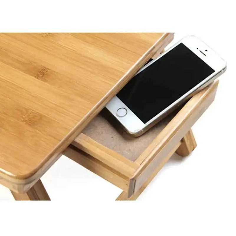 Ergonomics Adjustable Laptop Desk with USB Cooling Fan for Lap Table Bamboo Foldable Breakfast Serving Bed Tray Cozy Yellow