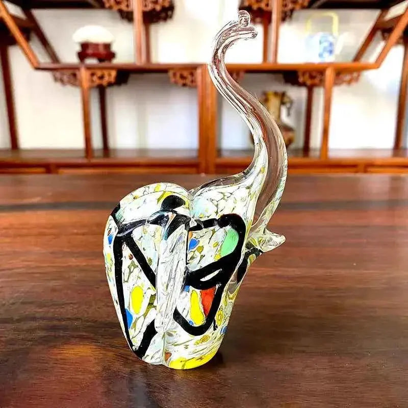 DecorBites™ Crystal Glass Elephant Sculpture Handmade Craft Home Decor Gift