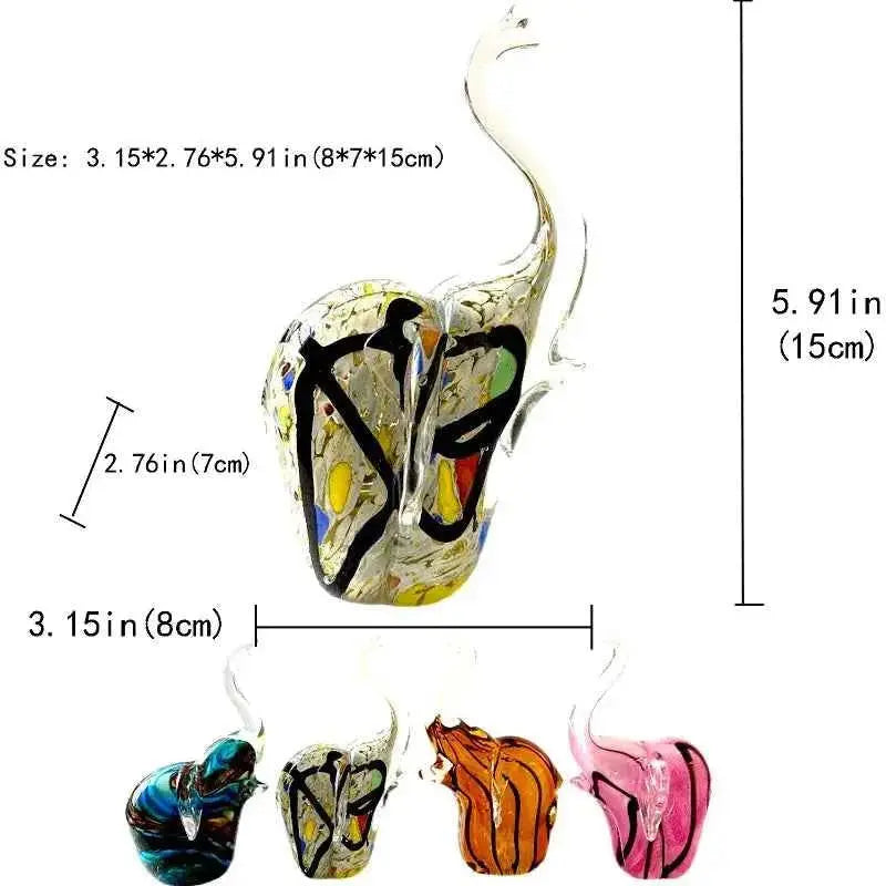 DecorBites™ Crystal Glass Elephant Sculpture Handmade Craft Home Decor Gift