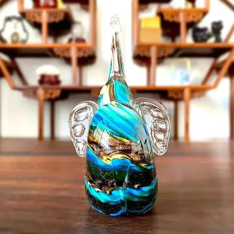 DecorBites™ Crystal Glass Elephant Sculpture Handmade Craft Home Decor Gift