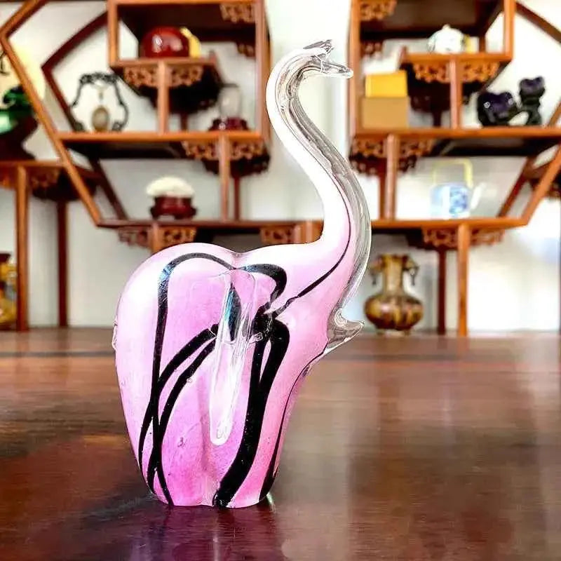 DecorBites™ Crystal Glass Elephant Sculpture Handmade Craft Home Decor Gift