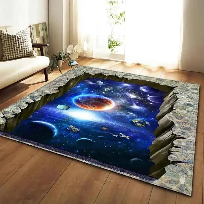 Nordic Carpets Soft Flannel 3D Printed Area Rugs Parlor Galaxy Space Mat Anti Slip