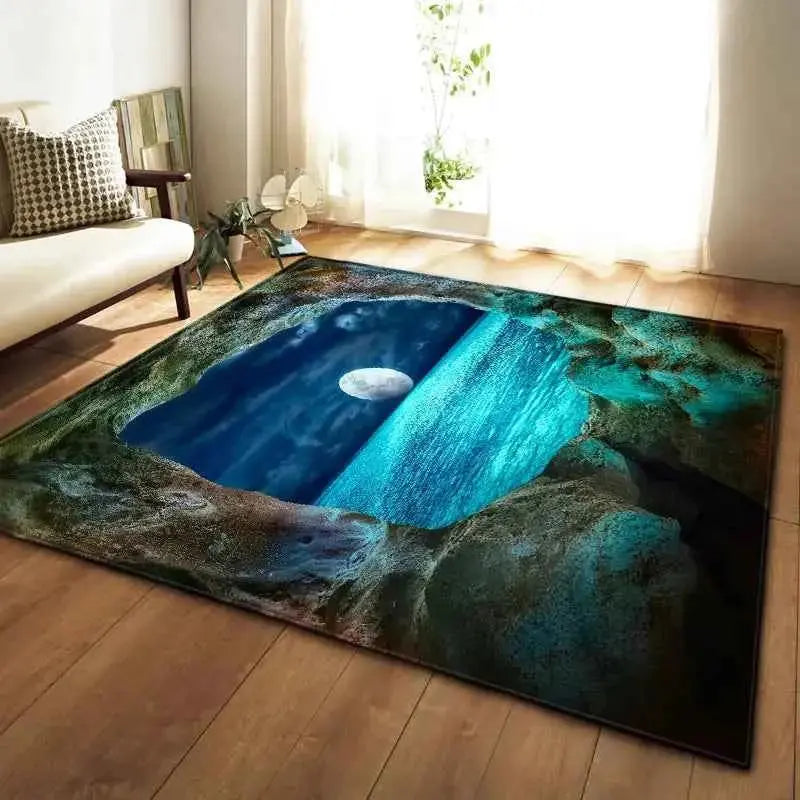 Nordic Carpets Soft Flannel 3D Printed Area Rugs Parlor Galaxy Space Mat Anti Slip