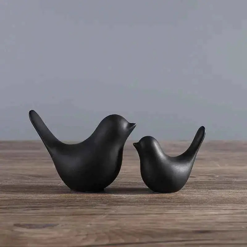 DecorBites™ Bird Figurine Set Nordic Ceramic Black White