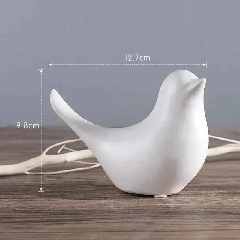 DecorBites™ Bird Figurine Set Nordic Ceramic Black White
