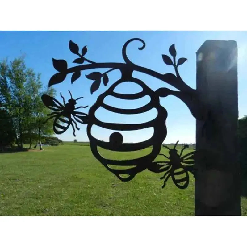 Metal Bee Hive Garden Decor / Metal Beehive Garden