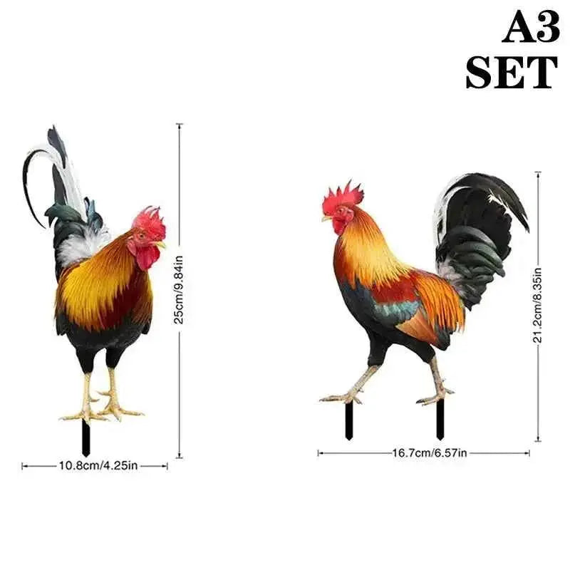 Rooster Statue , Hen Figure Chicken Sculpture For Yard Decor Weatherproof