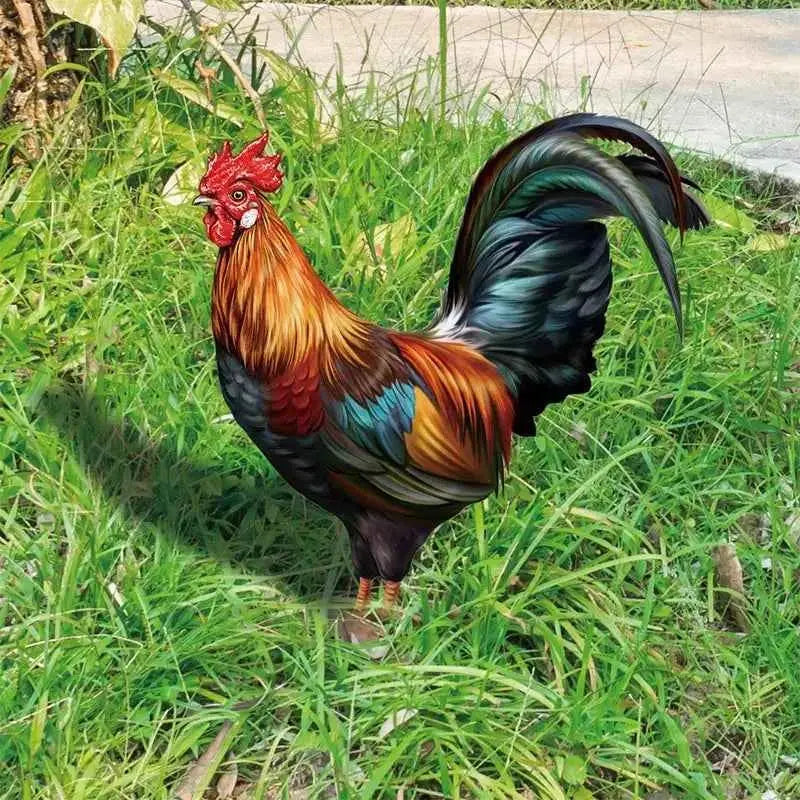 Rooster Statue , Hen Figure Chicken Sculpture For Yard Decor Weatherproof