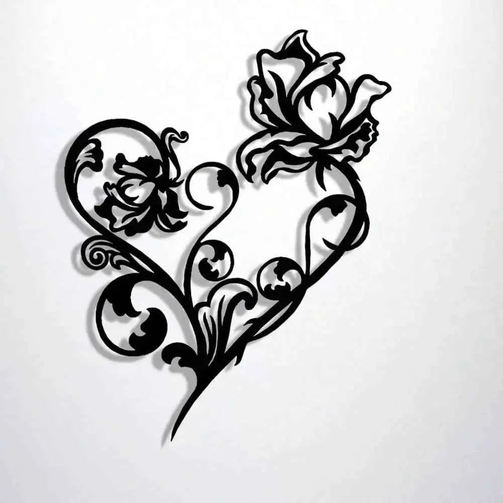 Elegant Black Metal Wall Sign - Abstract Heart Craft for Nature Lovers & Decor Enthusiasts