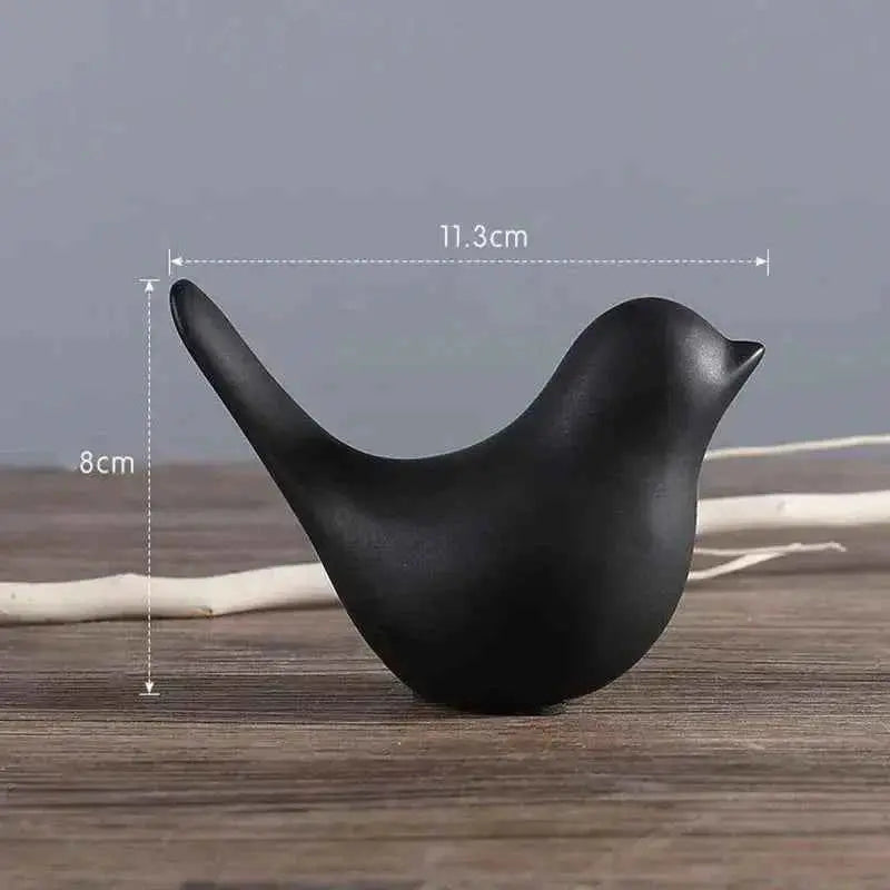 DecorBites™ Bird Figurine Set Nordic Ceramic Black White