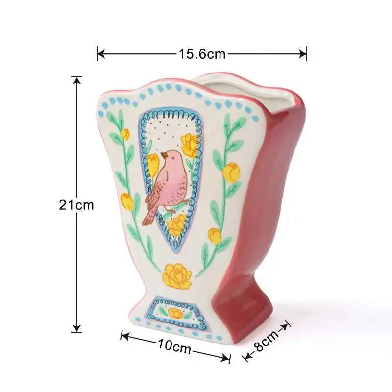 Nightingale Bird Ceramic Vase             high-end home flower vase, living room decoration