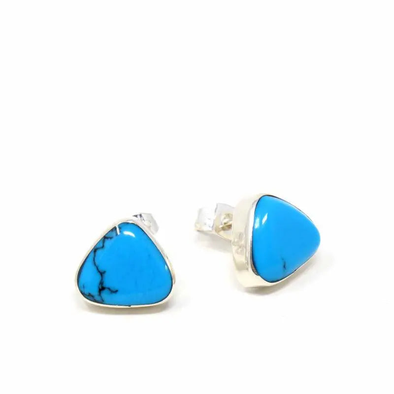 Sterling Silver Earrings, Triangle with Turquoise Artisana