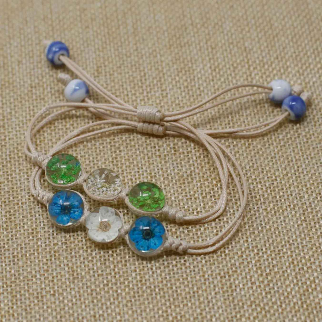 4X Pressed Flowers - Three Flower Bracelet