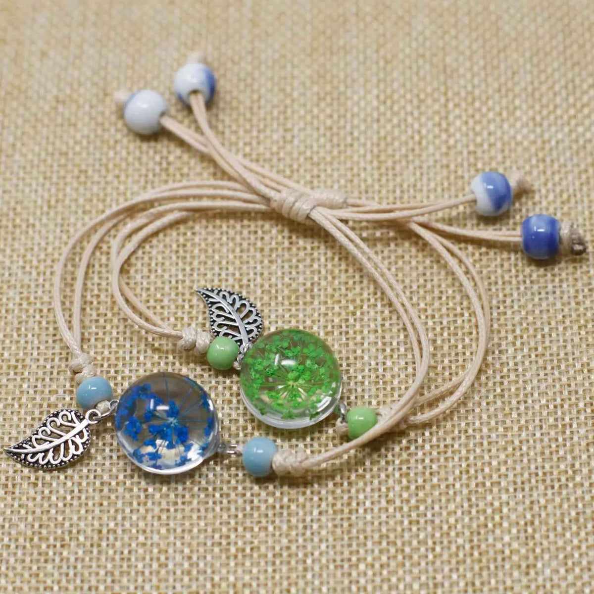Pressed Flowers-Pretty Flower and Leaf Bracelet