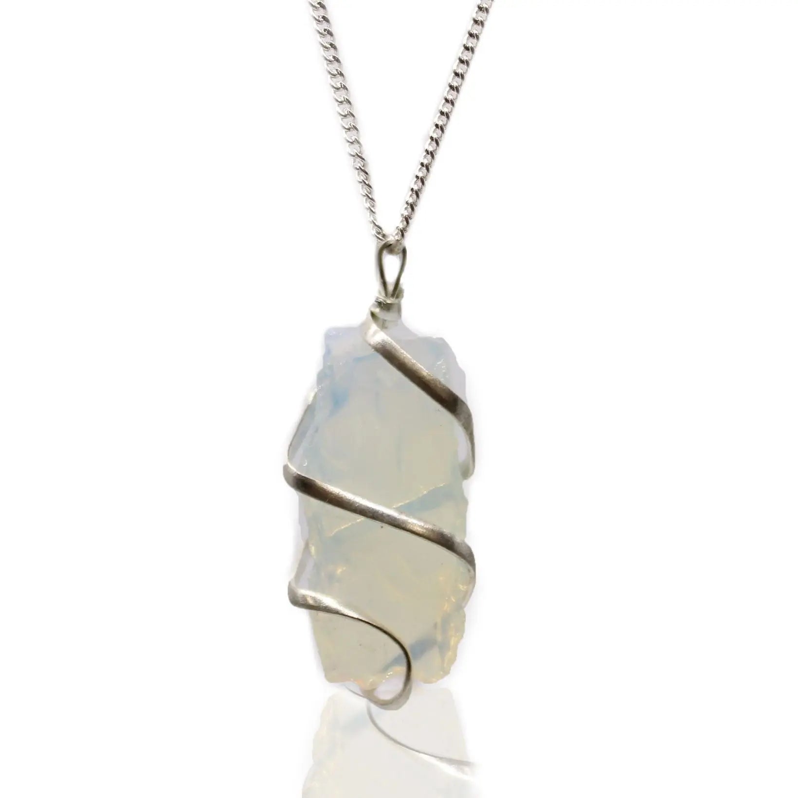 Spiral Wrapped Gem Necklace-Raw Opalite AWArtisan Dropship