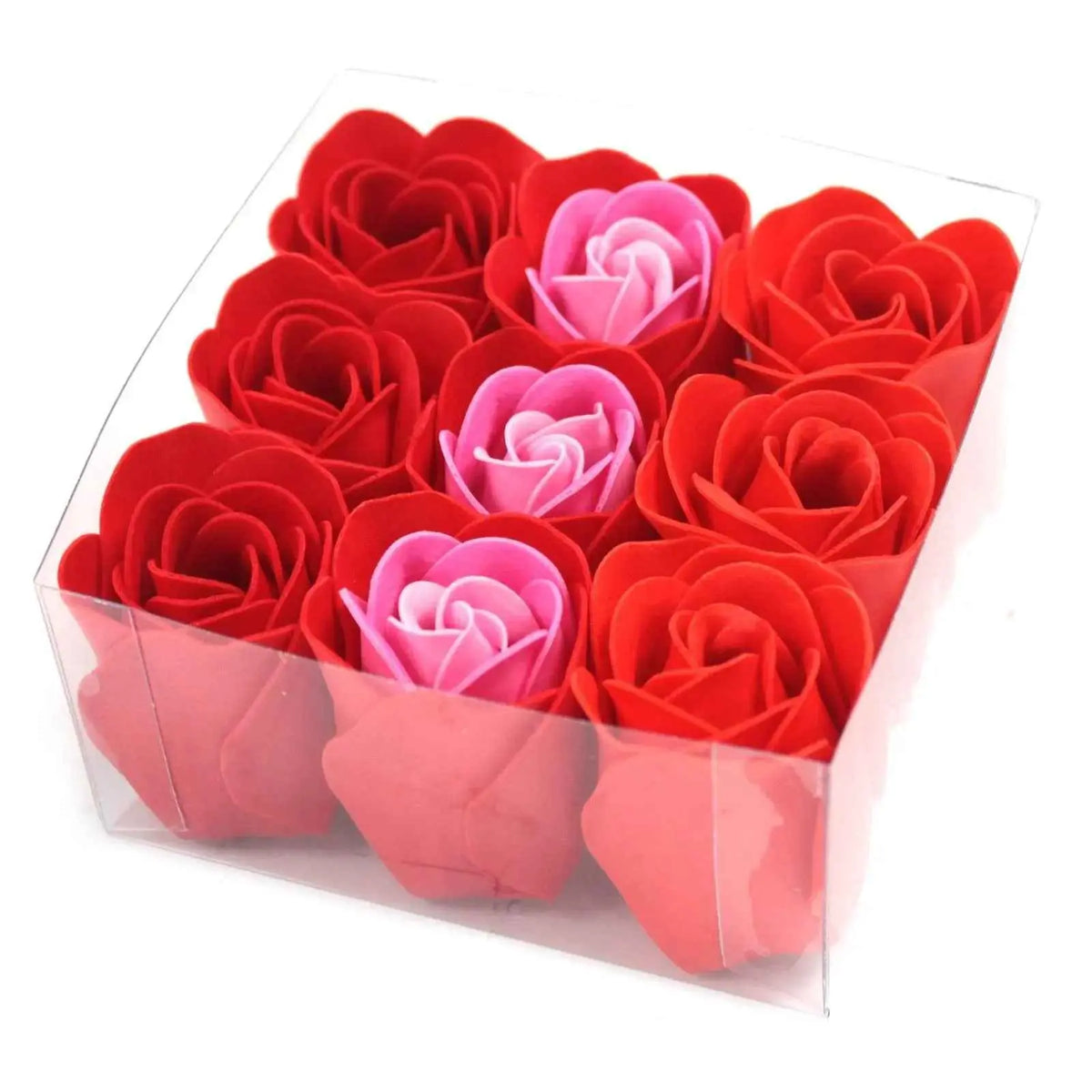 Set Of 9 Soap Flowers-Red Roses