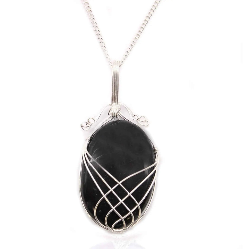 1X Cascade Wrapped Gemstone Necklace- Raw Black Onyx