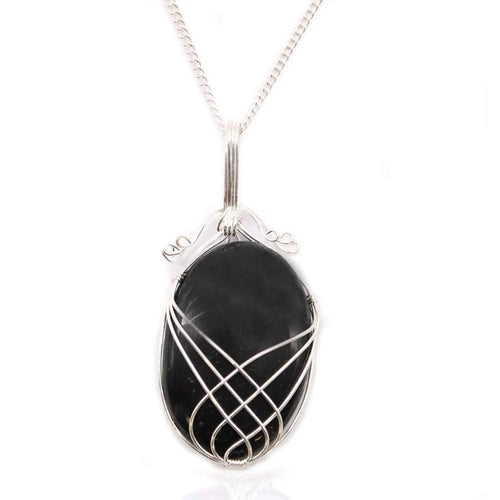 1X Cascade Wrapped Gemstone Necklace- Raw Black Onyx