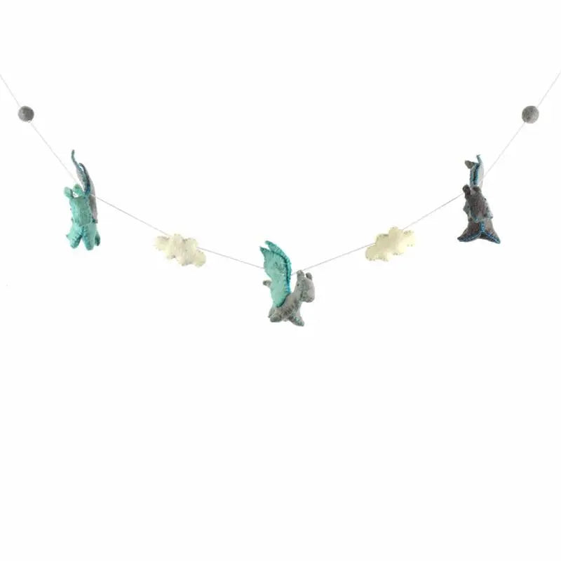 Felt Dragon Garland - Blue Colors - Global Groove Global Groove