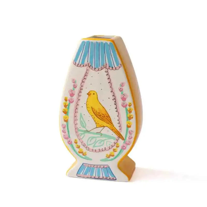 Nightingale Bird Ceramic Vase             high-end home flower vase, living room decoration