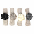 Hand Crafted Felt: Set of 4 Napkin Rings, Assorted Neutral Color Zinnias Global Groove Direct