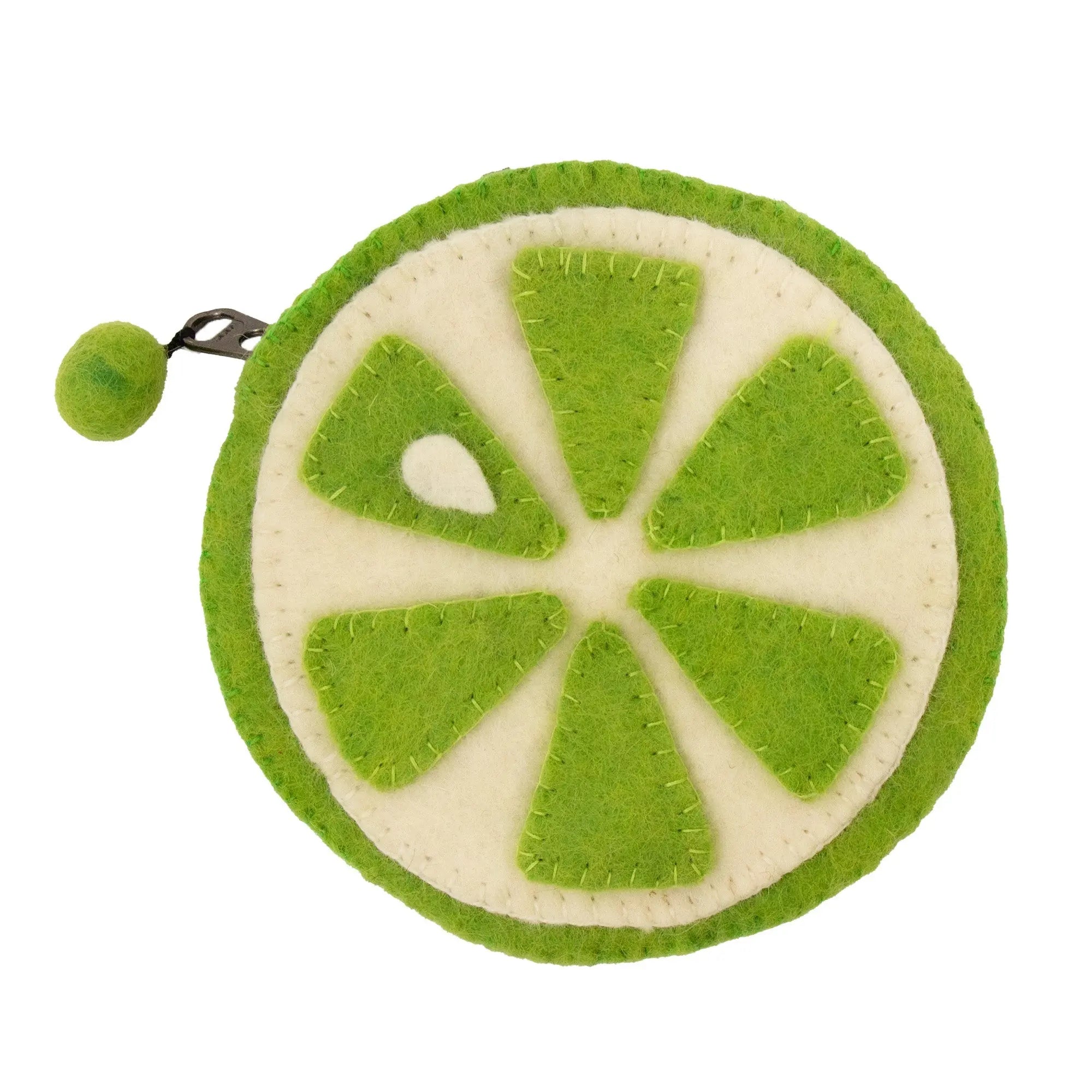 Handmade Felt Fruit Coin Purse - Lime - Global Groove (P) Global Groove (P)
